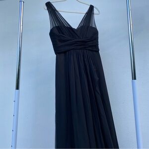 AMSALE 100% Silk Black Ruched Gown Size 6